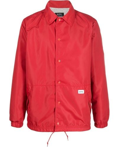 A.P.C. Logo-patch Shirt Jacket - Red
