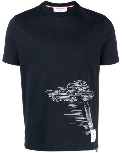 Thom Browne Graphic-print Detail T-shirt - Blue