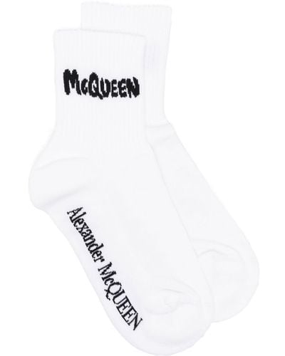 Alexander McQueen Intarsien-Socken mit Logo - Weiß