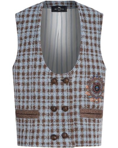 Etro Mantel mit Hahnentrittmuster - Grau