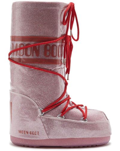 Moon Boot Icon Glitter Snow Boots - Pink