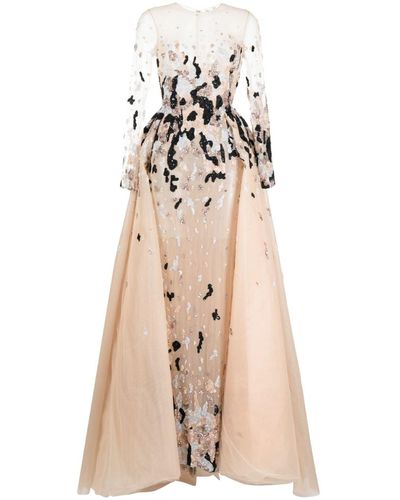Saiid Kobeisy Bead-embellished Tulle Gown - Natural