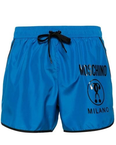 Moschino Contrasting-trim Swim Shorts - Blue