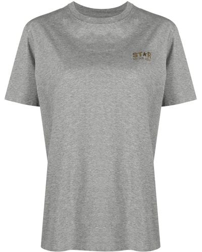 Golden Goose T-shirt en coton à logo imprimé - Gris