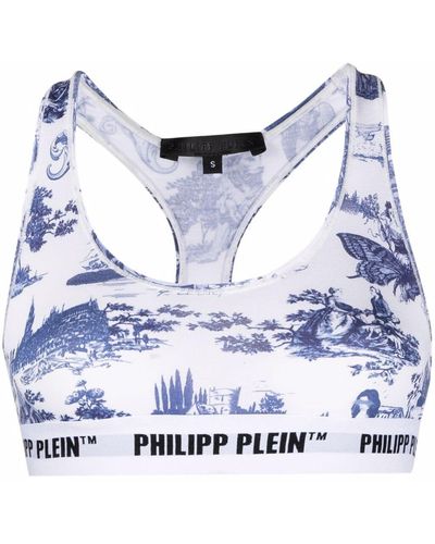 Philipp Plein Soutien-gorge En Plein Air à logo - Bleu