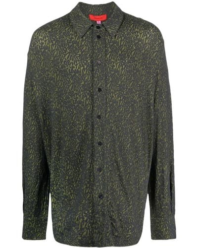 Eckhaus Latta Skrunk Patterned-jacquard Shirt - Green