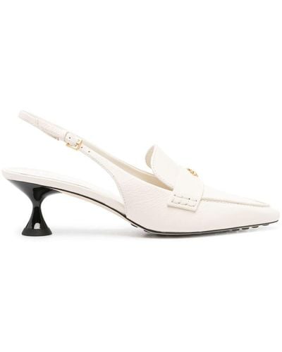Tory Burch 60mm Slingback Leather Pumps - White