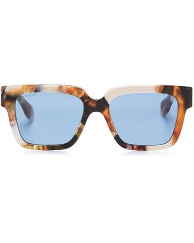 Gucci Sonnenbrille mit breitem Gestell - Blau