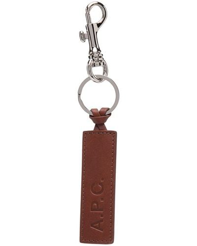 A.P.C. Calfskin Logo Key Ring - Brown