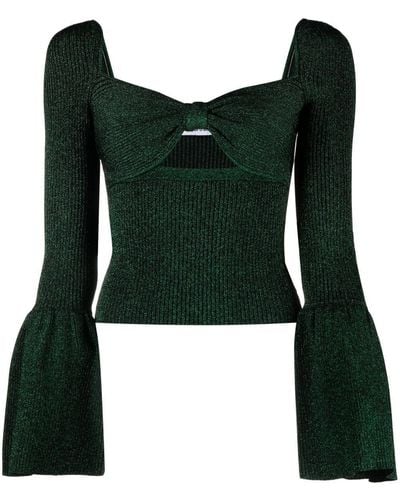 Self-Portrait Cut-out Knitted Jumper - Green