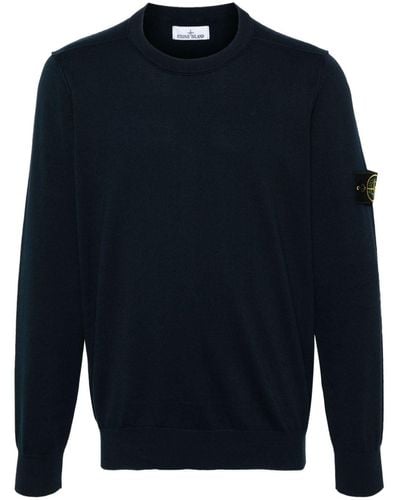 Stone Island Fijngebreide Katoenen Trui - Blauw