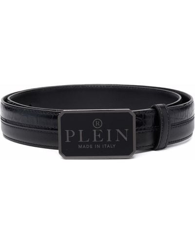 Philipp Plein Logo-plaque Leather Belt - Black