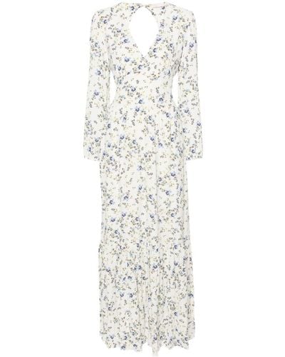Liu Jo Long Viscose Dress With Floral Print - White
