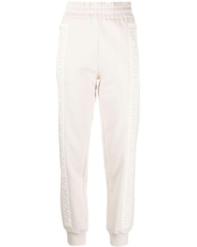 Fendi Pantalon de jogging en coton à logo imprimé - Blanc