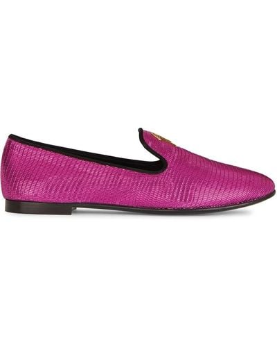 Giuseppe Zanotti Snakeskin-effect Logo Loafers - Pink