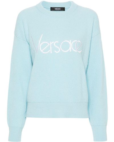 Versace Logo-embroidered Sweater - Blue