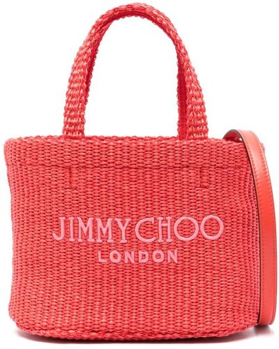 Jimmy Choo Strandtasche mit Logo-Stickerei - Rot