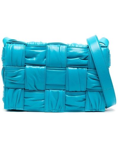 Bottega Veneta Cassette Leather Crossbody Bag - Blue