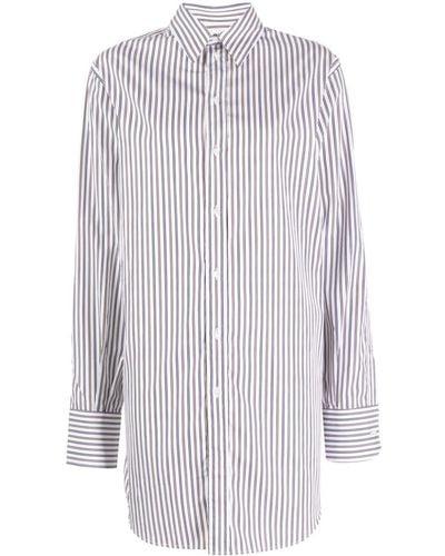 Sa Su Phi Striped Cotton Shirt Dress - White