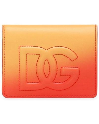 Dolce & Gabbana Portemonnee Met Geborduurd Logo - Oranje