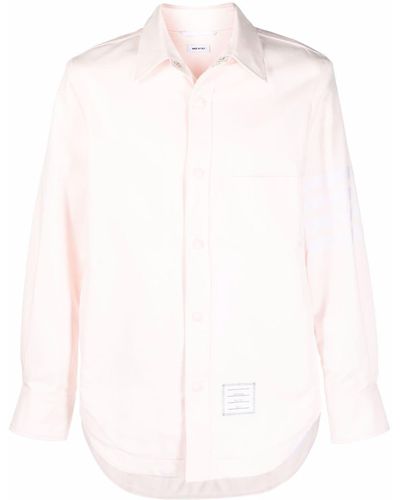Thom Browne 4-bar Stripe Logo-patch Shirt Jacket - Pink