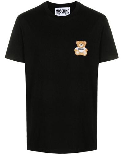 Moschino T-Shirt mit Teddy-Stickerei - Schwarz