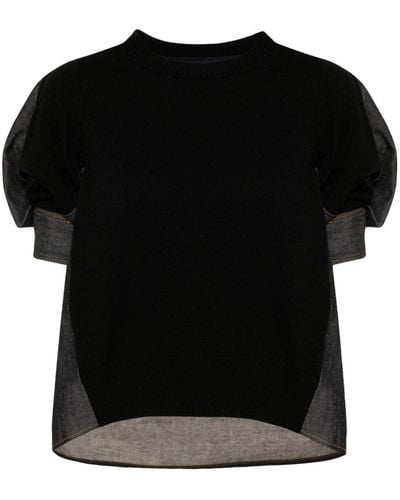 Sacai T-shirt à design colour block - Noir