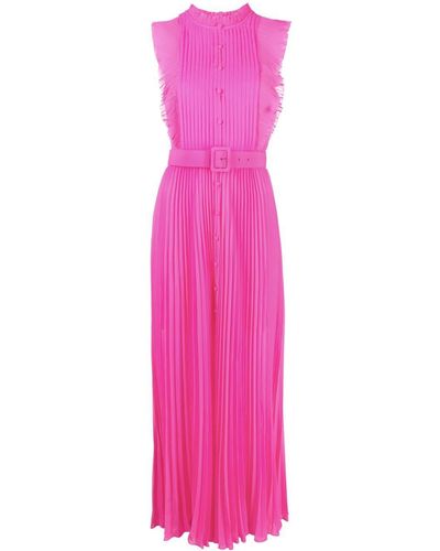 Self-Portrait Belted-waist Ruffle Midi Dress - Pink