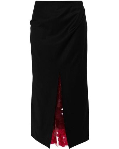 16Arlington Zure Sequin-underlay Midi Skirt - Black