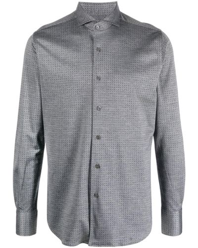 Canali Jacquard cotton shirt - Gris