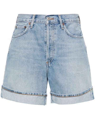 Agolde Hoch sitzende Dame Jeans-Shorts - Blau