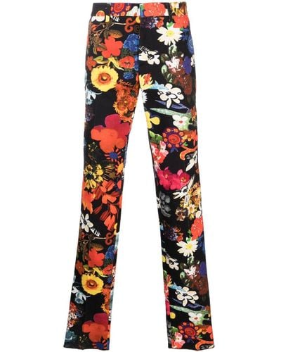Moschino Floral-print Tapered Pants - Blue