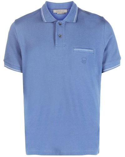 Corneliani Short-sleeve Cotton Polo Shirt - Blue