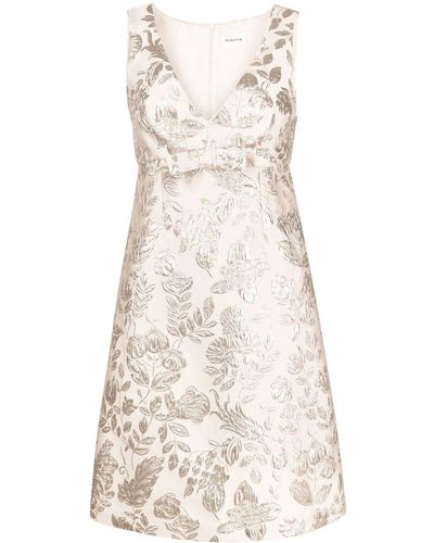 P.A.R.O.S.H. Floral-embroidered Sleeveless Minidress - Natural