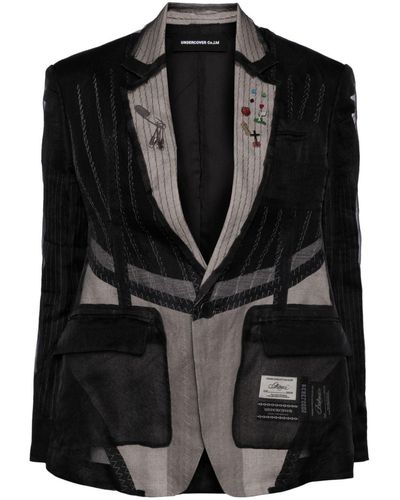 Undercover Panelled Embroidered Blazer - Black