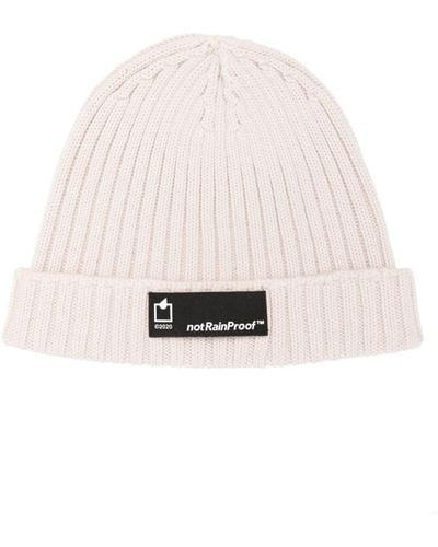 Styland Logo-patch Ribbed-knit Beanie - White