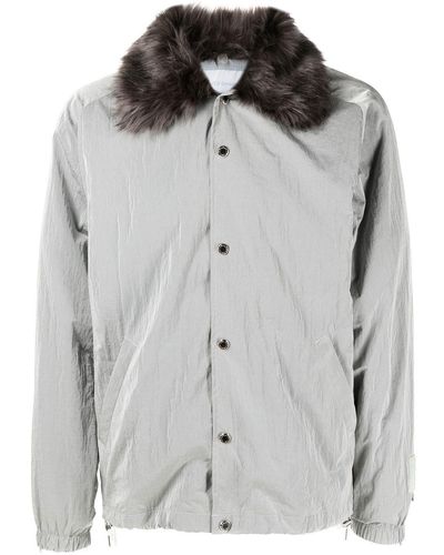 Fumito Ganryu Faux-fur Collar Jacket - Grey