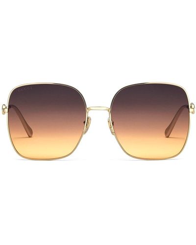 Gucci Horsebit Detail Square-frame Sunglasses - Metallic