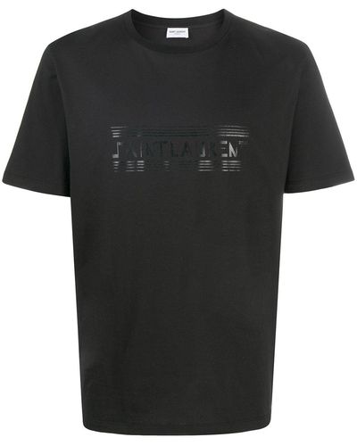 Saint Laurent Camiseta con logo estampado - Negro