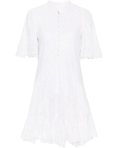 Isabel Marant Vestido corto Slayae con bordado inglés - Blanco