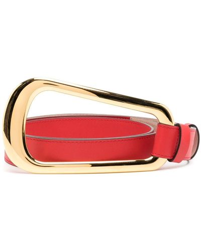 Michael Kors Organic Buckle Loop Leather Belt - Red