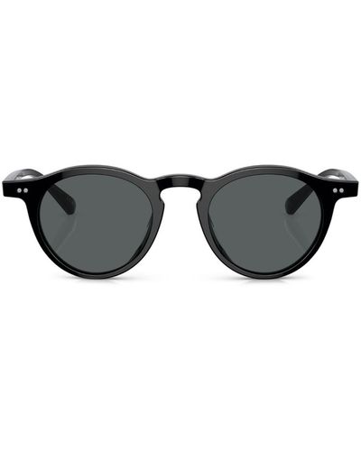 Oliver Peoples Sonnenbrille mit rundem Gestell - Schwarz