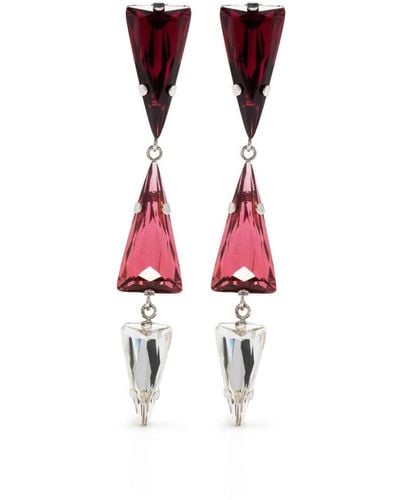 Patrizia Pepe Crystal-embellished Triangle Earrings - Red