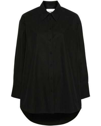 Jil Sander Cut-out Cotton Shirt - Black