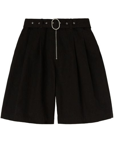 Jil Sander Belted Cotton Shorts - Black