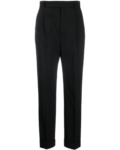 Saint Laurent Pantalones de vestir de talle alto - Negro