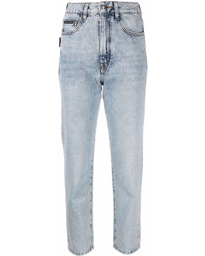 Philipp Plein Cropped-Jeans mit hohem Bund - Blau
