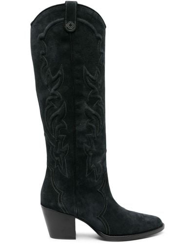 Maje 65mm Western-style suede boots - Schwarz