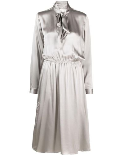 P.A.R.O.S.H. Bow-collar Silk Midi Dress - Gray