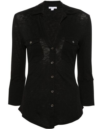 James Perse Classic-collar Cotton Cardigan - Black